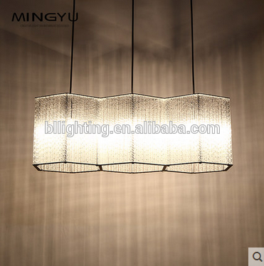 New Brilliant design indoor rectangle crystal hanging fixtures lighting lamp